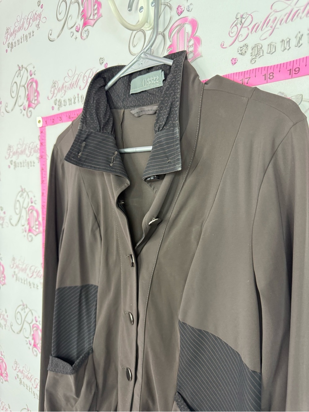 3322 Collection Brown Ruffled-Trim Button Front Blouse Jacket - Picture 4 of 12